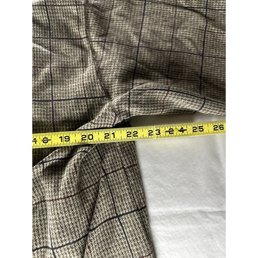 VTG L.L.Bean Mock Neck Windowpane Houndstooth Shirt Mens XL Beige USA Made - Picture 6 of 16